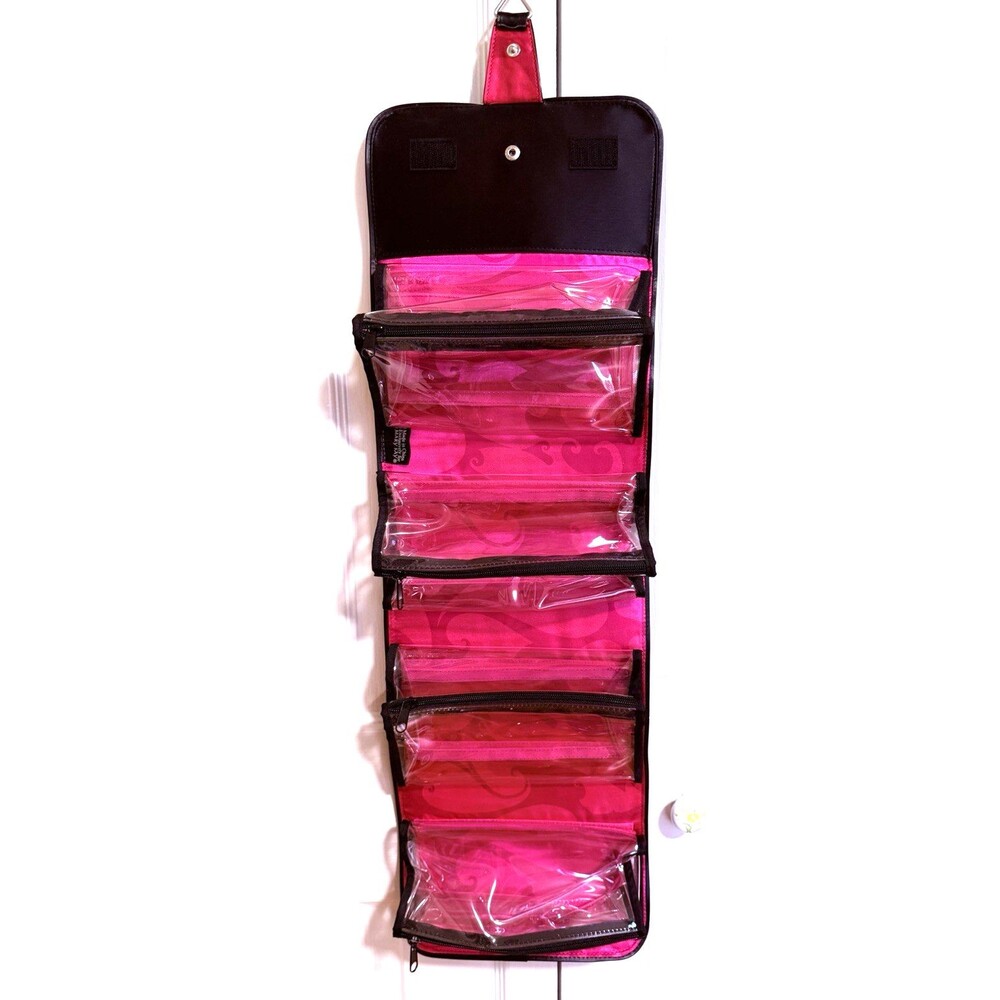 MARY KAY TRAVEL ROLL UP BAG ORGANIZER HANGING W/ 4 REMOVABLE POUCHES BLACK